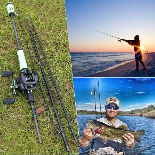 Sougayilang Speed Bass Fishing Rods, Porable Light Weight High Carbon 4 Pc Blanks for Travel Freshwater Fishing-Spinning & Casting