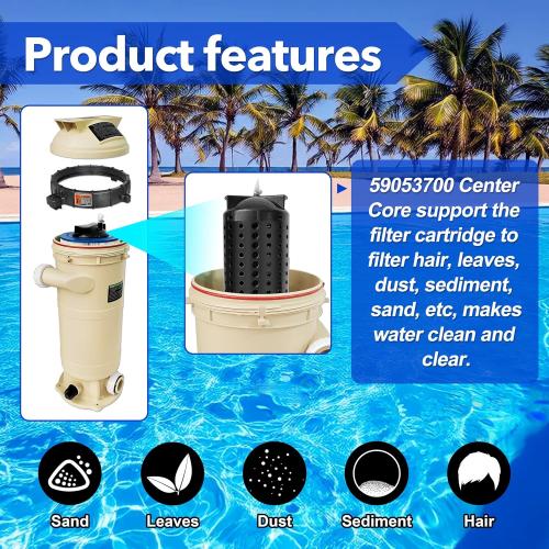 59053700 Center Core Replacement for Clean & Clear RP Filter CCRP 100sq.ft | Replacement for CCRP100 EC-160354 Spa Cartridge Filter, Consists of Center core base, Top lid and Center core part, Plastic