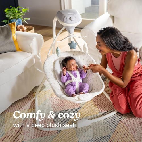 Graco Simple Sway Baby Swing, Side‑to‑Side Sway, Infant Swing with 6 Speeds, Vibration, Abbington