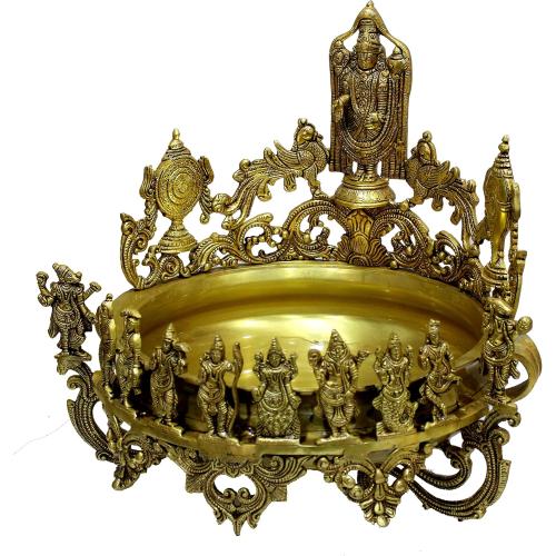 eSplanade - Brass Balaji, Dashavtar, Shankh, Chakra Urli Traditional Bowl Showpiece - Big Size - | Home Decor | Vastu for Home