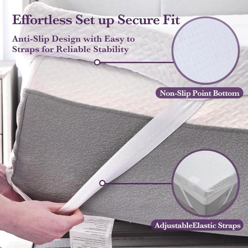 White SINWEEK 2 Inch Gel Memory Foam Mattress Topper with Cooling Cover Ventilated Soft Mattress Pad, Bed Topper, CertiPUR-US Certified