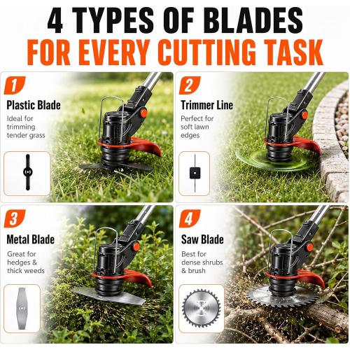 ‼️missing pieces‼️Cordless Weed Wacker, 21V Stringless Grass Trimmer & Edger | Weed Eater, 2×4.0Ah Batteries & Charger, 4 Versatile Blades, 3.9Lbs, 120min Runtime, Adjustable, For Grass/Brush/Edging