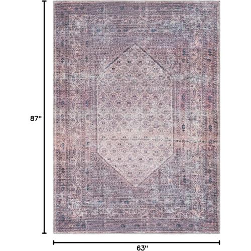 Mark&Day Washable Rugs, 5x7 Hayri Traditional Plum Area Rug, Purple Beige Carpet for Living Room, Bedroom or Kitchen (5'3 x 7'3, Machine Washable)