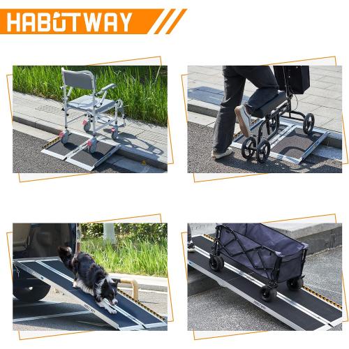 HABUTWAY 5ft Wheelchair Ramp, Portable Wheelchair Ramps for Home Steps, Double Non-Skid Ramps Hold Up to 800Lbs, Threshold Ramp for Home,Stairs, Curbs,Steps,Doorway