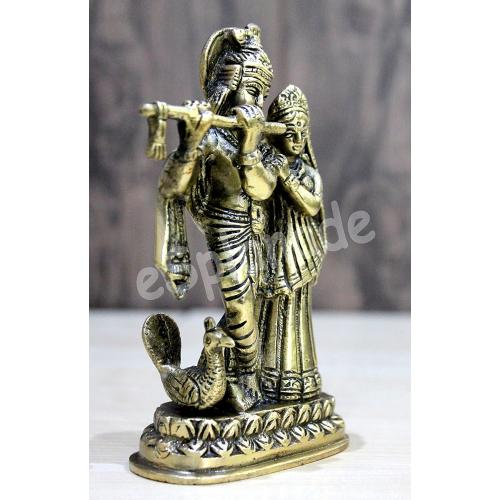 StonKraft - Radha Krishna Pair Murti Idol Statue Sculpture - Brass - 6 - Antique