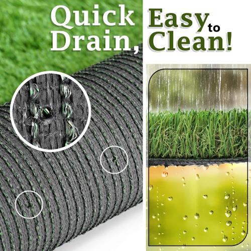 HOMESTEAD Thick 1.38 Artificial Turf Grass for Outdoor - 4 ft x 6 ft Synthetic Grass with Non-Slip Backing & Drainage Holes, Roll for Outdoor Patio, Lawn, Balcony - Astro Turf Rug