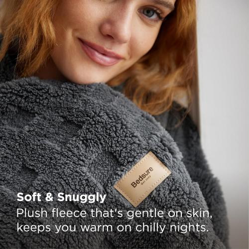 Bedsure Waffle Throw Blanket for Couch - Dark Grey GentleSoft Fluffy Checkered Blanket for Sofa Bed Room Decor, Super Cozy Fleece Throw for Women, Warm Cute All Season Gift, 50x60 Inches