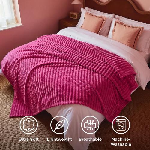 Bedsure Soft Queen Size Blanket for Bed Hot Pink 90x90