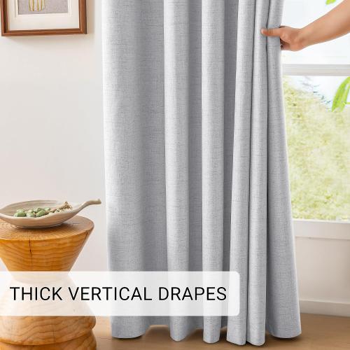 ChrisDowa 100% Blackout Curtains for Bedroom Linen Drapes 72 Inch Curtain