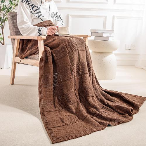 NEXHOME PRO Knit Throw Blanket,Classical Checkered Blanket for Couch,Cozy Warm Knitted Throw Blanket for Bed Sofa Living Room, Decorative Stretched Throw, Lightweigh,50X 60Burnt Orange