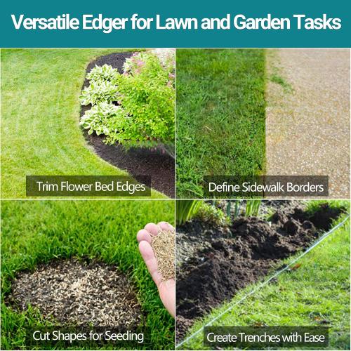 One-Piece Size 40in Manual Edger Lawn Tool with Spring Steel Blade Manganese Steel Border Edger for Landscaping Rustproof Half Moon Edger with Rubber Handle for Garden Maintenance