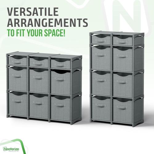 9 Cube Closet Organizers, Includes All Storage Cube Bins, Easy To Assemble Storage Unit With Drawers | Room Organizer For Clothes, Baby Closet Bedroom, Playroom, Dorm (Light Grey)
