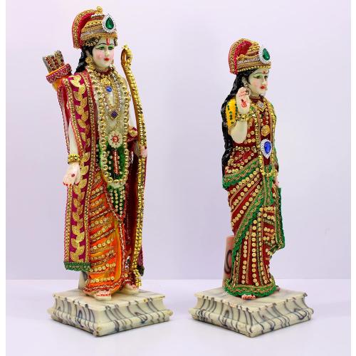 Size 18 eSplanade Ram ji Shri Ram and Sita Maa Murti Idol Statue Sculpture | Decorative Items - Home Decor | Resin - Multi - 18 Inches (Big Size)