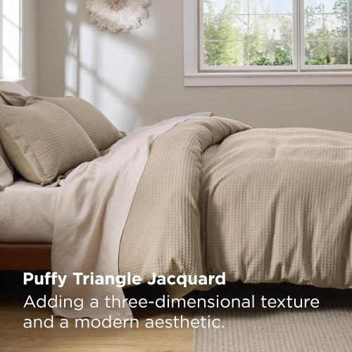 Bedsure Luxury Waffle Duvet Cover King Size - Textured Duvet Cover Set, Soft, Breathable Bedding Set (104x90) with 2 Pillow Shams for All Season, Khaki, Comforter Not Included