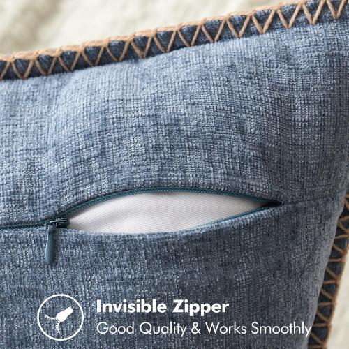 MIULEE Pack of 2 Couch Throw Pillow Covers 20x20 Inch Dark Grey Blue Farmhouse Decorative Pillow Covers with Stitched Edge Soft Chenille Solid Dyed Spring Pillow Covers for Sofa Bed Living Room