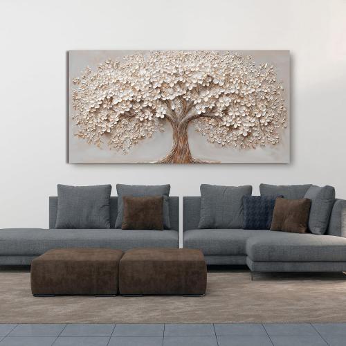 Canvas Wall Art Decor Prints Botanical Wall Art Pictures for Living Room Canvas Art Wall Decor Tree of Life Wall Art Decor Modern Large White Wall Art Prints Artwork for Walls Bedroom Office Decor 24 X 48
