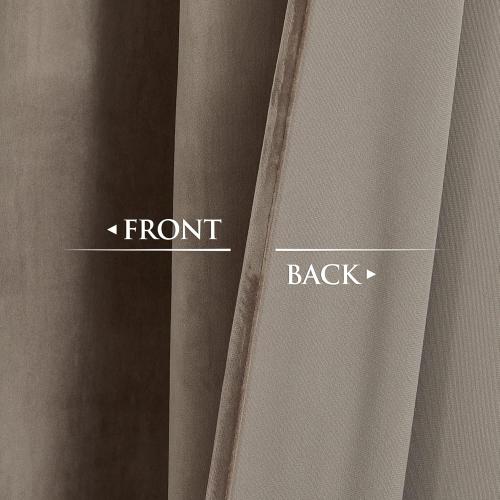 StangH Taupe Curtains 90 inches Long, Super Soft Velvet Room Darkening Window Treatment Noise Reducing Door Panels for Patio Bedroom, W52 x L90, 2 Panels