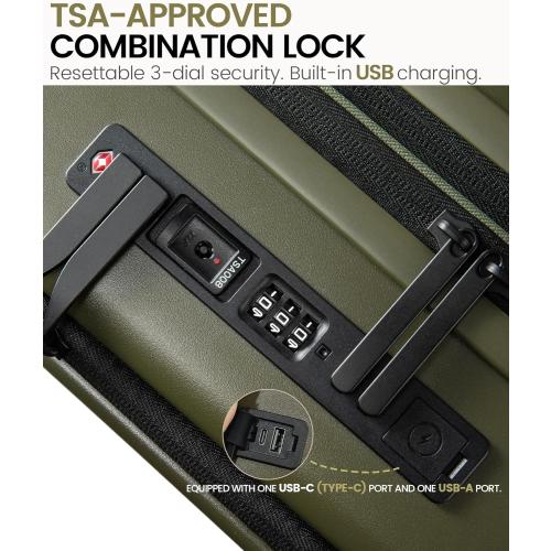 LOVEVOOK Carry On Luggage 22x14x9 Airline Approved, Expandable Hard Shell Suitcase with Spinner Wheels, USB Charging Port & Front Pocket, PC Hardside Rolling Luggage with TSA Lock for Travel