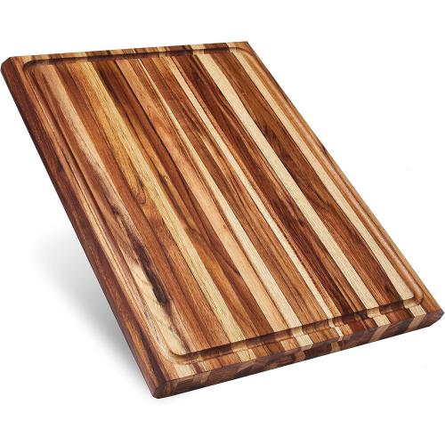 Extra Large Cutting Board | Teak Edge Grain Cutting Board for Kitchen with Juice Groove | Perfect for Charcuterie | Gift Box Included | 23x17x1.5 in