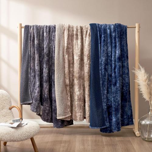 EHEYCIGA Electric Heated Blanket Queen Size Faux Fur, 10 Hours Auto Shut Off 9 Heating Levels Heating Blanket with Dual Control, Soft Warm Heated Blanket Fast Heating Camel, Faux Fur & Sherpa