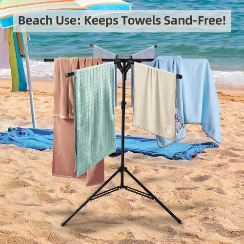 CozyNova Pool Towel Rack Outdoor – Adjustable 51-71 Inch Freestanding Pool Float Storage Rack with 6 Foldable Arms, for Towels & Swim Gear