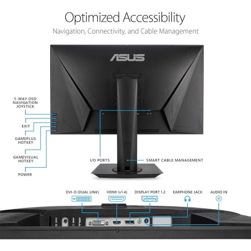 ASUS VG278QR 27” Gaming Monitor 165Hz Full HD (1920 x 1080) 0.5ms G-SYNC Eye Care DisplayPort HDMI DVI