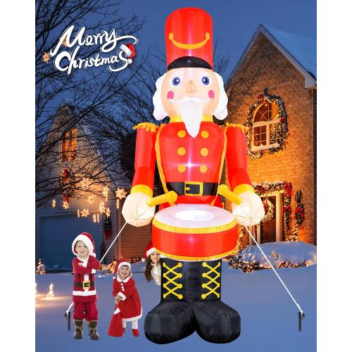 VCOKEN 12FT Christmas Inflatables Nutcracker Outdoor Decorations, Giant Christmas Inflatable with Big Bass, Built-in LEDs Inflatable Nutcracker Blow Ups for Xmas Decor Holiday Party Yard Garden Lawn