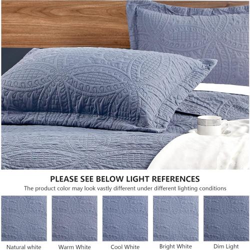 Set of 2 Size Twin Color Blue Love's cabin Twin Quilt Set Blue Bedspreads - Soft Bed Summer Lightweight Bedspread Comforter - Modern Style Coin Pattern Coverlet for All Season - 2 Pieces (1 Quilt, 1 Pillow Sham)