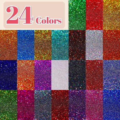 LEOBRO Fine Glitter, 24 Colors Holographic Fine Glitter for Crafts, Resin, Tumblers, Nail Body, DIY Party Decorations