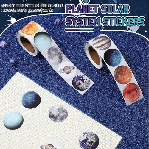 Lincia 500 Pcs Solar System Stickers Bulk Educational Planets Roll Space Stickers for Kids Science Classroom Space Theme Birthday Decorations Party Favors, 10 Styles