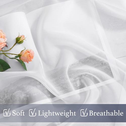 NICETOWN White Sheer Curtains 63 inch Length for Bedroom, Rod Pocket Translucent Voile Sheer Airy & Breathable Curtain Panels for Flat/Apartment, 2 Pieces, 60 W