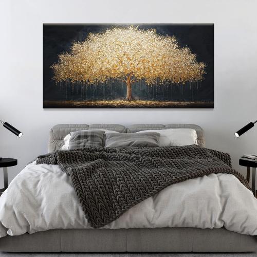 Tsomzxng Abstract Wall Art Gold Tree Of Life Artwork Canvas Art Wall Decor Painting Prints Gold Tree Large Abstract Wall Decor Picture For Living Room Bedroom Home Office Artwork 29X 58‼️light dirt and good condition‼️