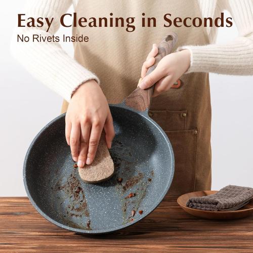 SENSARTE Nonstick Frying Pan Skillet with Lid, Omelet Pan with Cover, Healthy Cooking Chef's Pan, Kitchen Cooking Pan, Free of Intentionally Added PFOA/PFOS (12.5inch   Glass Lid)