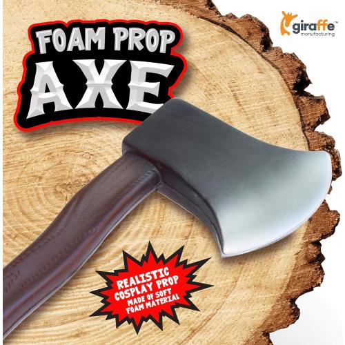 Giraffe Manufacturing Fake Toy Axe Halloween Prop - Foam Battle Bloody Axe Prop for Kids - Fake Ax Hatchet Prop Weapons - Funny Fire Axe Prop Prank Supplies for Halloween Cosplay Themed Party