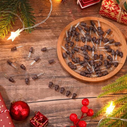 Mudder 80 Count Christmas Replacement Mini Light Bulbs with Base Christmas Tree Incandescent Wire String Lights Replacement Bulbs for Xmas Indoor Outdoor Decor(Brown Base Warm White,2.5Vx0.1A)