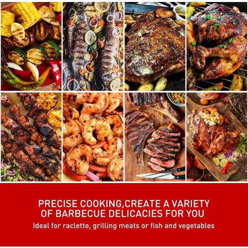 Electric Grill Outdoor BBQ, Techwood 15-Serving Indoor/Outdoor Electric Grill for Indoor & Outdoor Use, Double Layer Design, Portable Removable Stand Grill, 1600W (Stand Red BBQ Grills)
