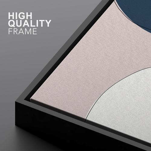 Color-Banner Framed Canvas Print Wall Art Blue, White & Gray Camouflage Imprint Geometric Shapes Illustrations Modern Art Industrial Multicolor Cool for Living Room, Bedroom, Office - 16x24 Black