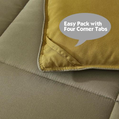 HIG 3pc Dark Olive King Size Comforter Set - All Season Reversible Down Alternative Comforter with Two Shams - Quilted Duvet Insert with Corner Tabs - Box Stitched Blanket - Breathable, Soft, Fluffy