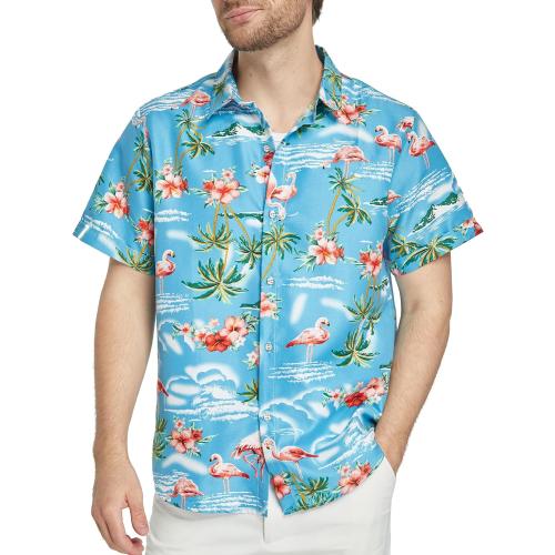 Size Medium RED PINk Men  SSLR Pack Hawaiian Shirt for Men Flamingo Short Sleeve Casual Button Down Shirts Summer Beach Shirt