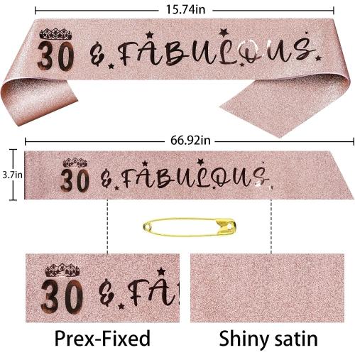 HnoonZ 30th Birthday Gifts for Her,30th Birthday Gifts for Women,30th Birthday Sash,30th Birthday Crown,30th Birthday Tiara,30th Birthday Sash And Crown,30 Crown,30 Year Old Birthday Gifts for Women