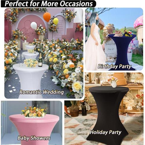 2 Pack Cocktail Table Cover, Spandex Cocktail Fitted Tablecloths, Stretch Round High Top Table Cloths for Bar Wedding Party Banquet, Royal Blue, 30-32 Diameter x 40-43 Height