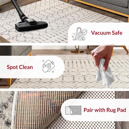 nuLOOM 4 Round Moroccan Blythe Area Rug, Grey, Faded Bohemian Design, Stain Resistant, For Bedroom, Dining Room, Living Room, Hallway, Office, Kitchen, Entryway