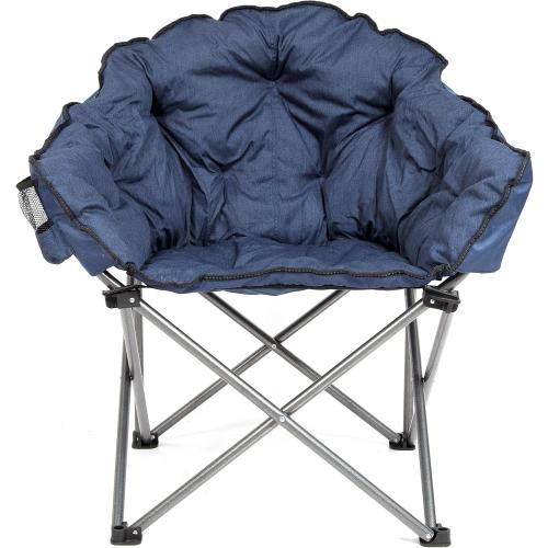 MacSports C932S-130, Blue Padded Cushion Outdoor Folding Lounge Patio Club Chair