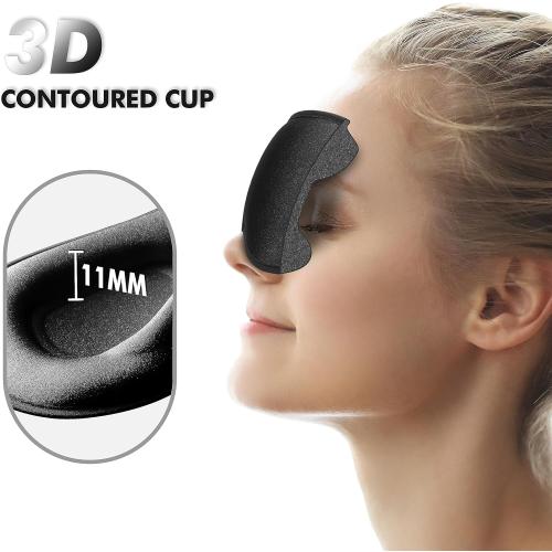 Sleep Eye Mask for Men Women, Lash Extensions 3D Sleeping Mask, Travel Blackout Night Blindfold Eye Shade Cover with Adjustable Strap (Black-3D)