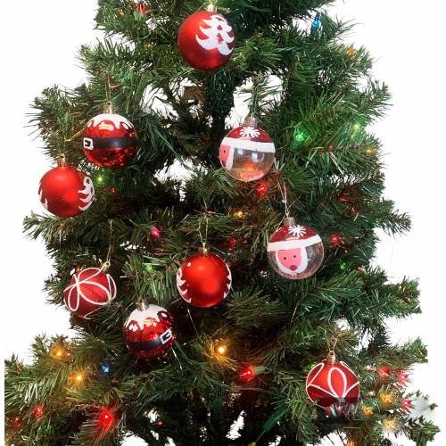 Heyiwell 2.36 Inch/9pc Shatterproof Christmas Ornament Balls,Christmas Hanging Balls Decorations for Xmas Trees and Holiday Decor,White Red