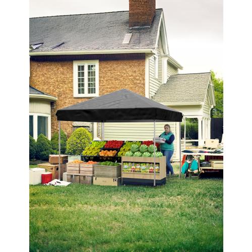 Pop Up Canopy Tent Outdoor Canopy Heavy Duty Commercial Instant Tent Shelter (Black, 10x10FT/No Side Wall)