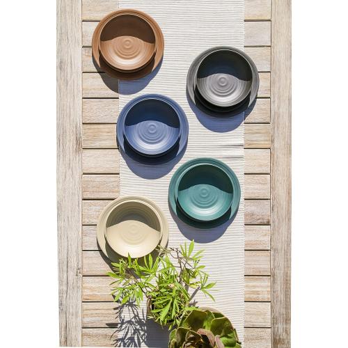 TarHong Planta Artisan Solid Dinner Plate, 10.5, Planta (Majority Plant Based with Melamine Binder), Shatterproof, Indoor/Outdoor Entertaining, Set of 6, Blue Matte