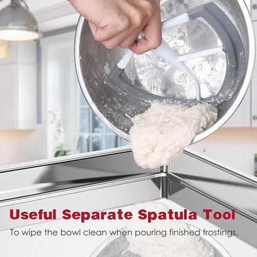 Flex Edge Beater for KitchenAid 6QT Bowl-Lift Stand Mixer, Beater with Double Silicone Edge, Mixer Paddle, Perfect 6 Quart Bowl-Lift Stand Mixer Attachment for KitchenAid, White