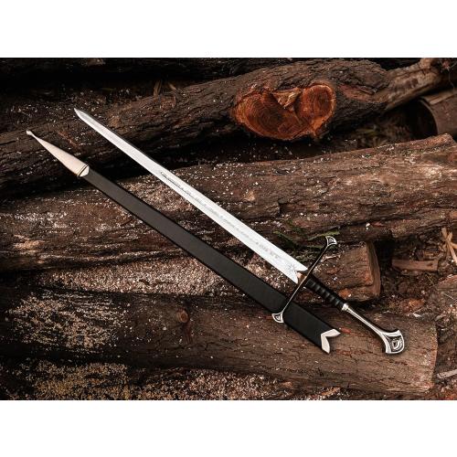 Handmade Replica Movie Sword, Medieval Vikings Master Long Sword Hand-Crafted Authentic Engraved Stainless Steel Blade, Wall Mount Plaque & Scabbard Included Collecyion Edition