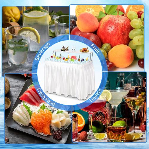 Dragosum Outdoor Cooler Table with Drain and Shelf, Folding Ice Cooler Table with Matching Skirt, Portable Table Coolers 4 Foot for Party BBQ Camping Wedding